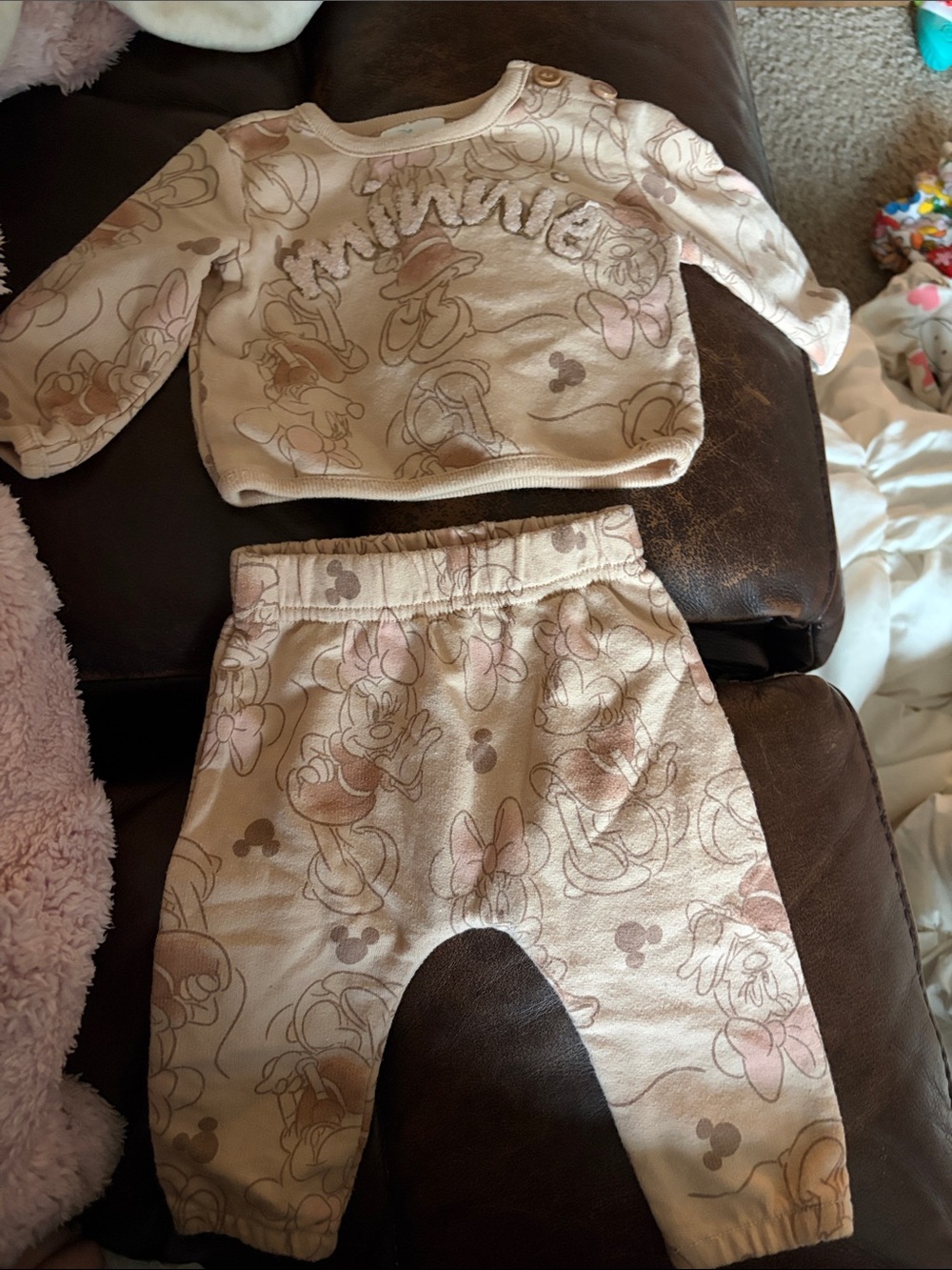 Disney Baby Neutral Beige Knit Top with Minnie Detail